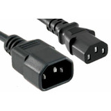 ENET Standard Power Cord - 1.5ft - C13 Female to C14 Male - 14AWG - 15A 250V - Black