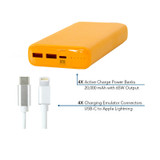 JAR Systems Adapt4 Active Charge Power Bank Upgrade Kit With Apple Lightning Connectors - Yellow