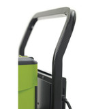 Closeup of the shell of green charging modular carts combination of four boxes.