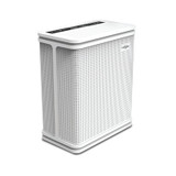 Front and side view of air purifier.
