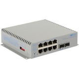 Omnitron Systems OmniConverter 10G/Sx, 2xSFP/SFP+, 8xRJ-45, 1xAC Powered Wide Temp