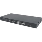 Intellinet 24-Port Gigabit Ethernet Switch with 2 SFP Ports, 24 x 10/100/1000 Mbps RJ45 Ports + 2 x SFP, IEEE 802.3az (Energy Efficient Ethernet), 19" Rackmount, Metal (With C14 2 Pin Euro Power Cord)