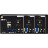 Black Box KVM Switch - 2-Port, Dual-Monitor, HDMI 2.0, 4K 60Hz, USB 3.0 Hub, Audio