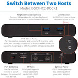 Tripp Lite 2-Port USB-C KVM Dock 4K HDMI USB 3.2 Gen 1 USB-A Hub Remote Selector 85W PD Charging Black