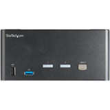 StarTech.com 2 Port Triple Monitor DisplayPort KVM Switch 4K 60Hz UHD HDR, DP 1.2 KVM Switch, 2-Pt USB 3.0 Hub, 4x USB HID, Audio, Hotkey