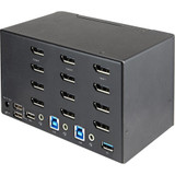 StarTech.com 2 Port Quad Monitor DisplayPort KVM Switch 4K 60Hz UHD HDR, DP 1.2 KVM Switch, 2 Port USB 3.0 Hub, 4x USB HID, Audio, Hotkey