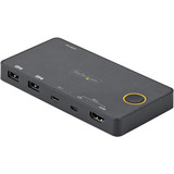 StarTech.com 2 Port Hybrid USB-A + HDMI & USB-C KVM Switch, Single 4K 60Hz HDMI 2.0 Monitor, Compact Desktop and/or Laptop HDMI KVM Switch