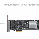 StarTech.com 4-Port 2.5G NBASE-T PCIe Network Card - Computer Network Card Interface - Intel I225-V - Quad-Port Ethernet - Multi-Gigabit NIC