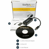 StarTech.com USB31000SPTB USB 3.0 to Gigabit Ethernet Adapter NIC w/ USB Port - Black