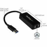 StarTech.com USB31000SPTB USB 3.0 to Gigabit Ethernet Adapter NIC w/ USB Port - Black