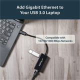 StarTech.com USB31000SPTB USB 3.0 to Gigabit Ethernet Adapter NIC w/ USB Port - Black