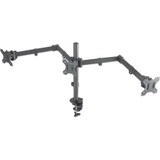 Manhattan TV & Monitor Mount, Desk, Double-Link Arms, 3 screens, Screen Sizes: 10-27" , Black, Clamp Assembly, Triple Screen, VESA 75x75 to 100x100mm, Max 7kg (each), Lifetime Warranty