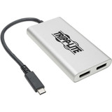 Tripp Lite MTB3-002-DP Dual-Monitor Thunderbolt 3 to DisplayPort Adapter 4K/5K @ 60 Hz M/2xF 4:4:4 Silver