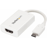 StarTech CDP2HDUCPW USB C to HDMI 2.0 Adapter 4K 60Hz with 60W Power Delivery Pass-Through Charging - USB Type-C to HDMI Video Converter - White