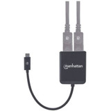 Manhattan 152952 USB-C to Dual DisplayPort 1.2 Adapter Cable - 4K@30Hz - 19.5cm - Male to Females - USB-C to 2x DisplayPorts - MST Hub - Mirror - Black - Three Year Warranty - Blister