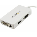 StarTech MDP2VGDVHDW Travel A/V adapter: 3-in-1 Mini DisplayPort to VGA DVI or HDMI converter - white