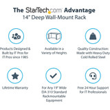 StarTech.com 4U Wall Mount Rack, 14in Deep, 19 inch Wall Mount Network Rack, Wall Mounting Patch Panel Bracket for Switch/IT Equipment