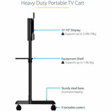 StarTech.com Mobile TV Cart, Portable Rolling TV Stand, 37-70 inch VESA Display Mount (154lb/70kg), Shelf & Storage, Rotate/Tilt Display