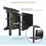 StarTech.com Mobile TV Cart, Portable Rolling TV Stand, 37-70 inch VESA Display Mount (154lb/70kg), Shelf & Storage, Rotate/Tilt Display