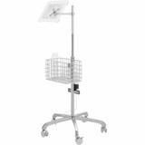 CTA Digital Medical Rolling Cart with VESA Articulating Arm, Basket, and Power Strip Holder