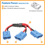 Tripp Lite 48VDCSPLITTER Y Splitter Cable for Select Battery Packs Blue 175A DC Connectors 1 ft. (0.3 m)