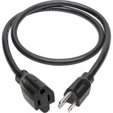 Tripp Lite P024-003 Power Extension Cord NEMA 5-15P to NEMA 5-15R Heavy-Duty 15A 120V 14 AWG 3 ft. (0.91 m) Black