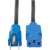 Tripp Lite Desktop Computer AC Power Cable, NEMA 5-15P to C13 - 10A, 125V, 18 AWG, 4 ft. (1.22 m), Blue Plugs