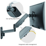 High Premium Aluminum Gas Spring Wall Mount - Single Monitor 17" to 34"