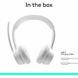 Logitech Zone 300 Wireless Bluetooth Headset With Noise-Canceling Microphone, Compatible with Windows, Mac, Chrome, Linux, iOS, iPadOS, Android - Off-white