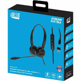 Adesso Headset with Push to talk, Volume +/-, Answer/End Call Controls