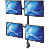 Manhattan TV & Monitor Mount, Desk, Double-Link Arms, 4 screens, Screen Sizes: 10-27" , Black, Stand or Clamp Assembly, Quad Screens, VESA 75x75 to 100x100mm, Max 8kg (each), Lifetime Warranty