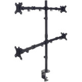 Manhattan TV & Monitor Mount, Desk, Double-Link Arms, 4 screens, Screen Sizes: 10-27" , Black, Stand or Clamp Assembly, Quad Screens, VESA 75x75 to 100x100mm, Max 8kg (each), Lifetime Warranty