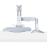 StarTech.com Sit-Stand Monitor Arm, Keyboard Tray, Desk Mount Sit-Stand Workstation up to 27 inch VESA Display, Standing Desk Converter