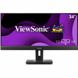ViewSonic Ergonomic VG3456A - 34" 21:9 Ultrawide 1440p IPS Monitor with Built-In Docking, 100W USB-C, RJ45 - 300 cd/m&#178;
