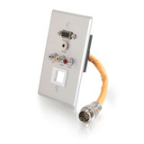 C2G 60039 RapidRun® Single Gang VGA (HD15) + 3.5mm + Composite Video + Stereo Audio + Keystone Wall Plate - Brushed Aluminum