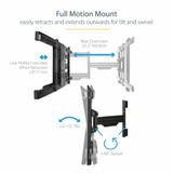 StarTech.com TV Wall Mount for up to 80" VESA Mount Displays - Low Profile Full Motion TV Mount - Heavy Duty Adjustable Articulating Arm