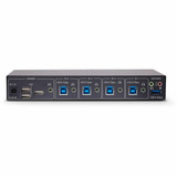 StarTech 4-Port KM Switch with Mouse Roaming, USB 3.0 Keyboard/Mouse Switcher for 4 Computers, 3.5mm and USB Audio, TAA Compliant