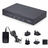 StarTech 4-Port KM Switch with Mouse Roaming, USB 3.0 Keyboard/Mouse Switcher for 4 Computers, 3.5mm and USB Audio, TAA Compliant