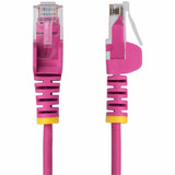 StarTech.com 1ft Pink Slim CAT6 Ethernet Cable, Slim Snagless RJ45, UTP, LSZH, 28AWG Bare Copper, Slim Network Patch Cord, Fluke Tested