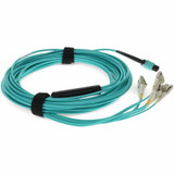AddOn 8m MPO (Female) to 8xLC (Male) 8-strand Aqua OM4 Fiber Plenum Fanout Cable
