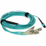AddOn 8m MPO (Female) to 8xLC (Male) 8-strand Aqua OM4 Fiber Plenum Fanout Cable