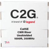 C2G C2G56028 TAA-Compliant Cat5e Bulk Unshielded (UTP) Ethernet Network Cable with Solid Conductors-Riser CMR-Rated - Blue - 1000ft