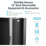 StarTech.com 4-Post 25U Server Rack Cabinet - 19" Data Rack Cabinet for Computer / IT Equipment - Home Network Rack - Half Height Server Rack