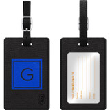 OTM Monogram Black Leather Bag Tag - Inversed - Marine