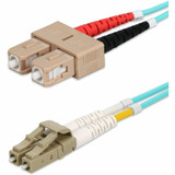 AddOn ADD-SC-LC-50M5OM4-TAA 50m SC to LC Aqua OM4 Duplex OFNR (Riser-Rated) TAA Fiber Patch Cable