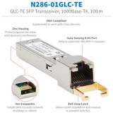 Tripp Lite Cisco-Compatible GLC-TE SFP Transceiver 10/100/1000Base-TX Copper RJ45 Cat6 328.08 ft. (100 m)