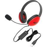 Califone Red Stereo Headphone w/ Mic, USB Connector