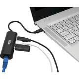 Tripp Lite 3-Port USB-C Hub with LAN Port USB-C to 3x USB-A Ports and Gbe USB 3.0 Black