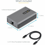 StarTech.com Thunderbolt 3 to Ethernet Adapter, 10GbE, Multi-Gigabit Thunderbolt 3 to RJ45 Network Adapter, TB3/TB4 10GbE NIC