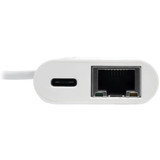 Tripp Lite USB-C to Gigabit Network Adapter with USB-C PD Charging Thunderbolt 3 White